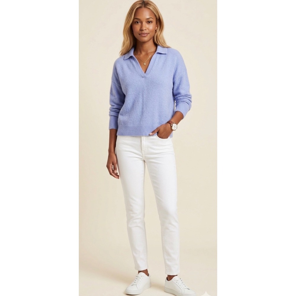 Banana Republic Alpaca Wool Blend Johnny Collar Sweater Periwinkle Blue Soft XL